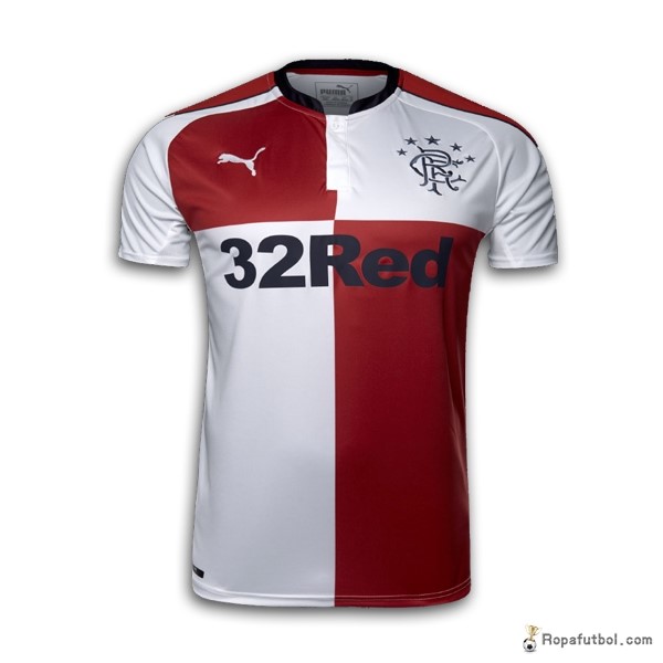 Camiseta Rangers FC Replica Segunda Ropa 2016/17 Blanco Rojo